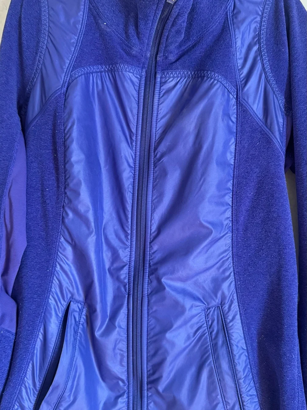 Lululemon Athletica Cobalt Blue Fleece & Nylon Full Zip Jacket Size 6